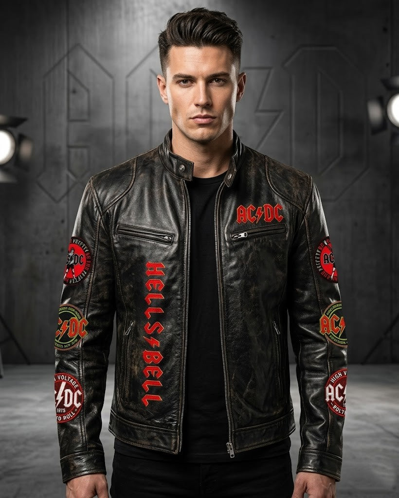 AC/DC 53rd Anniversary Hell's Bells Leather Jacket - LeagueLockerGear