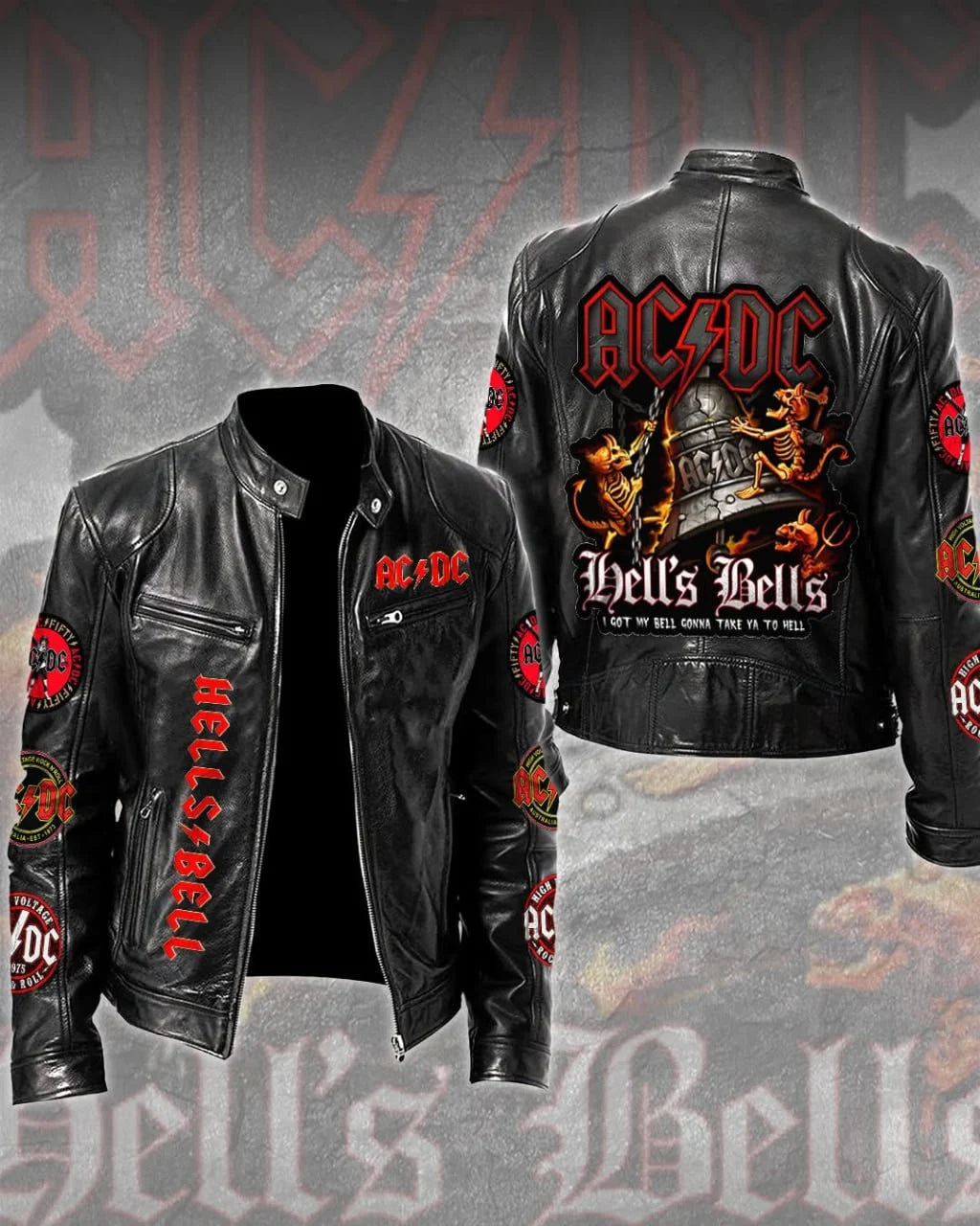 AC/DC 53rd Anniversary Hell's Bells Leather Jacket - LeagueLockerGear