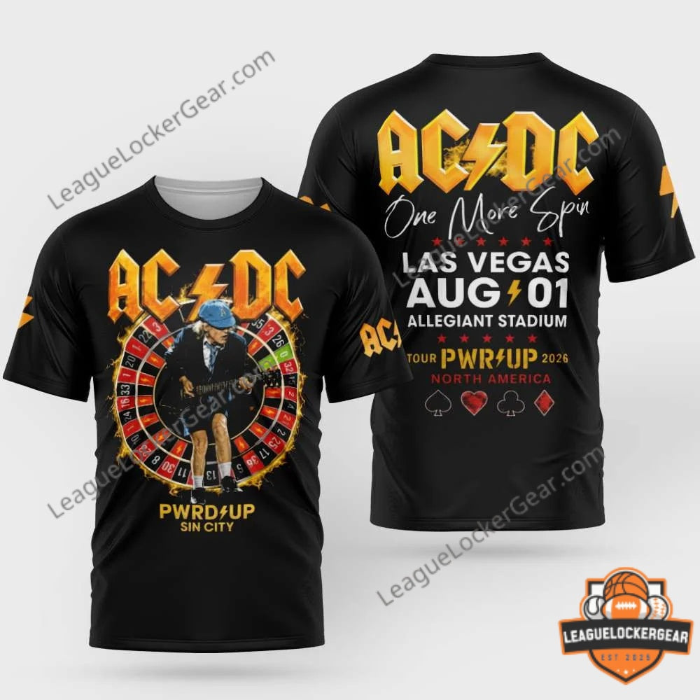 AC/DC PWR UP Tour 2026 Las Vegas One More Spin T-Shirt - LeagueLockerGear