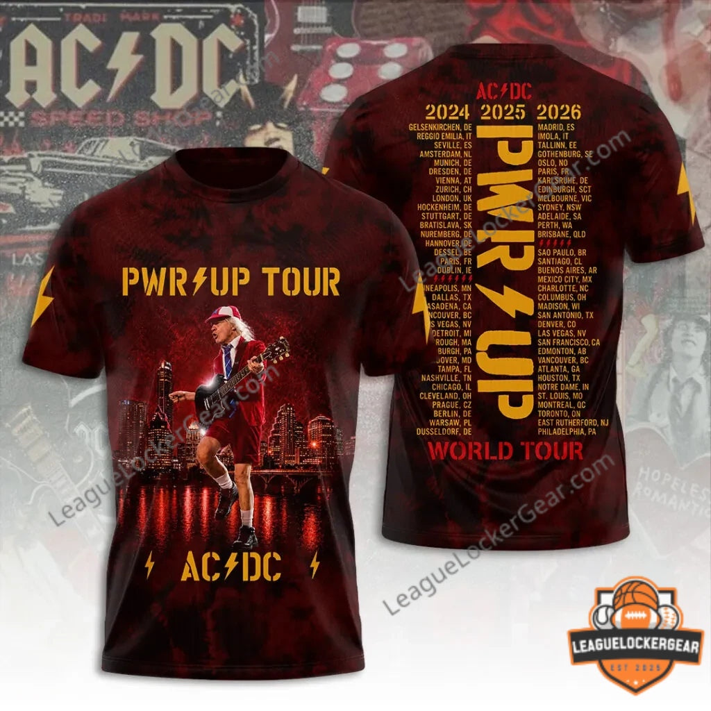 AC/DC PWR UP World Tour 2026 3D T-Shirt - LeagueLockerGear