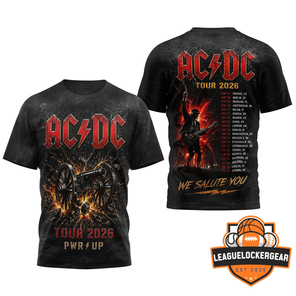 AC/DC Tour 2026 PWR/UP 3D T-Shirt - LeagueLockerGear