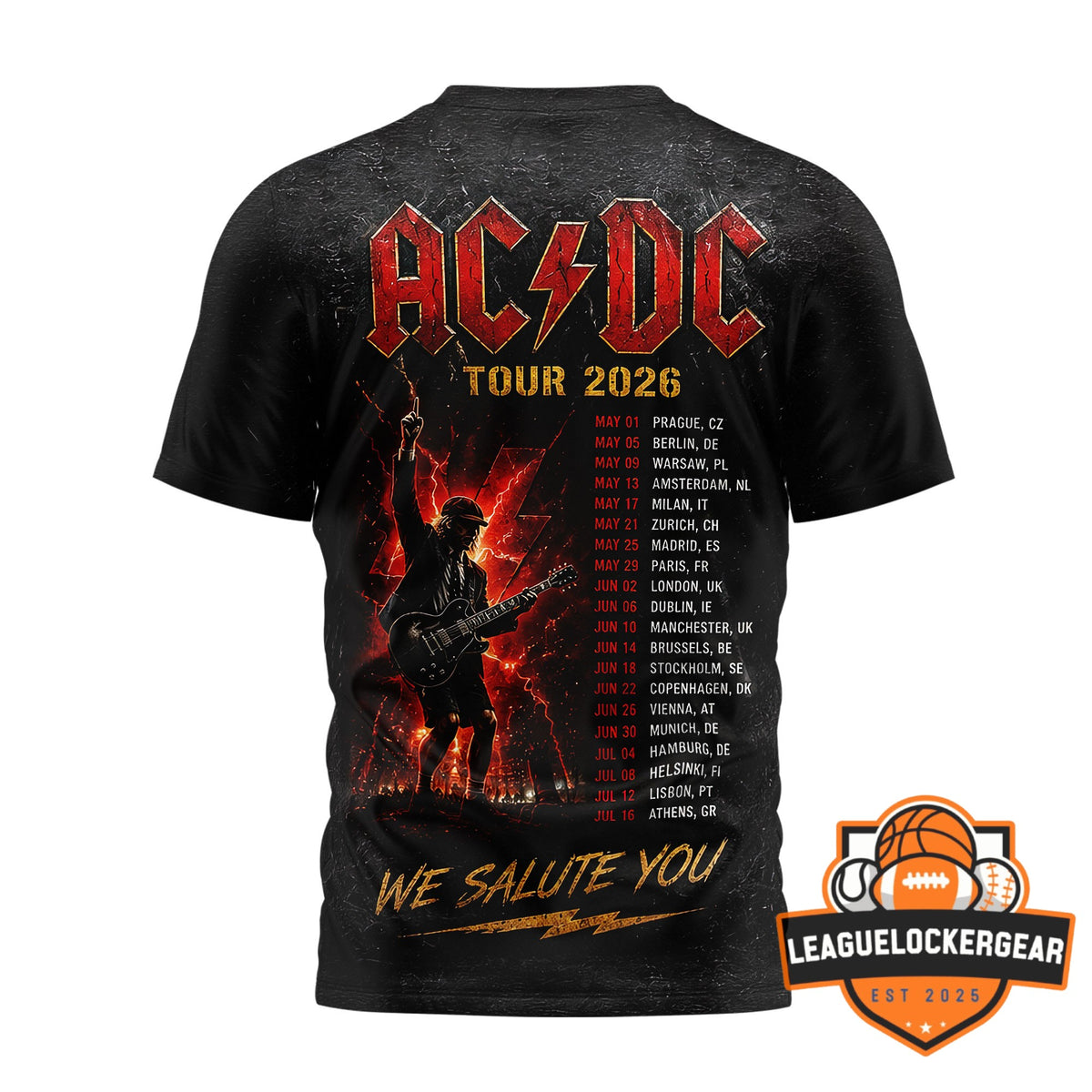AC/DC Tour 2026 PWR/UP 3D T-Shirt - LeagueLockerGear