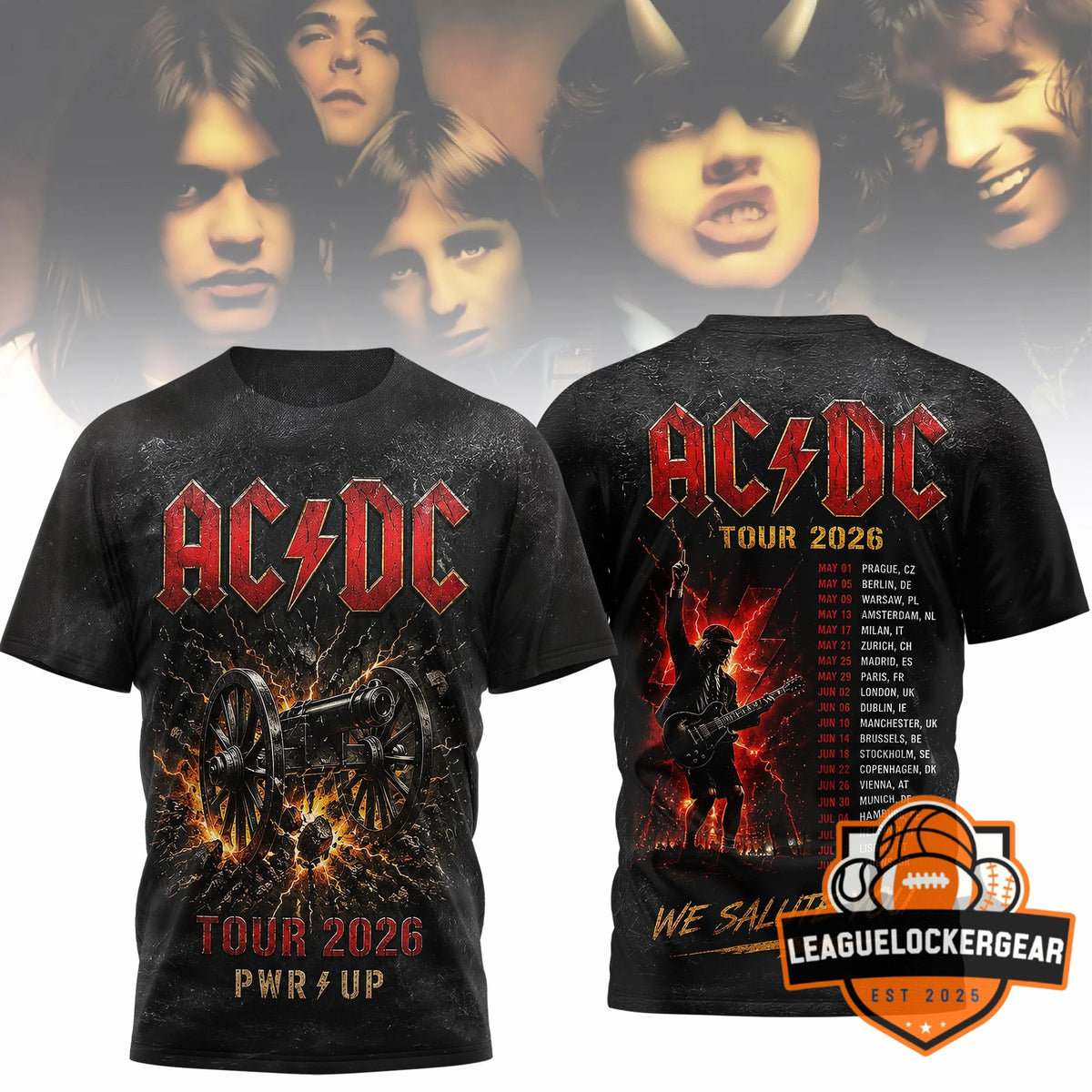 AC/DC Tour 2026 PWR/UP 3D T-Shirt - LeagueLockerGear