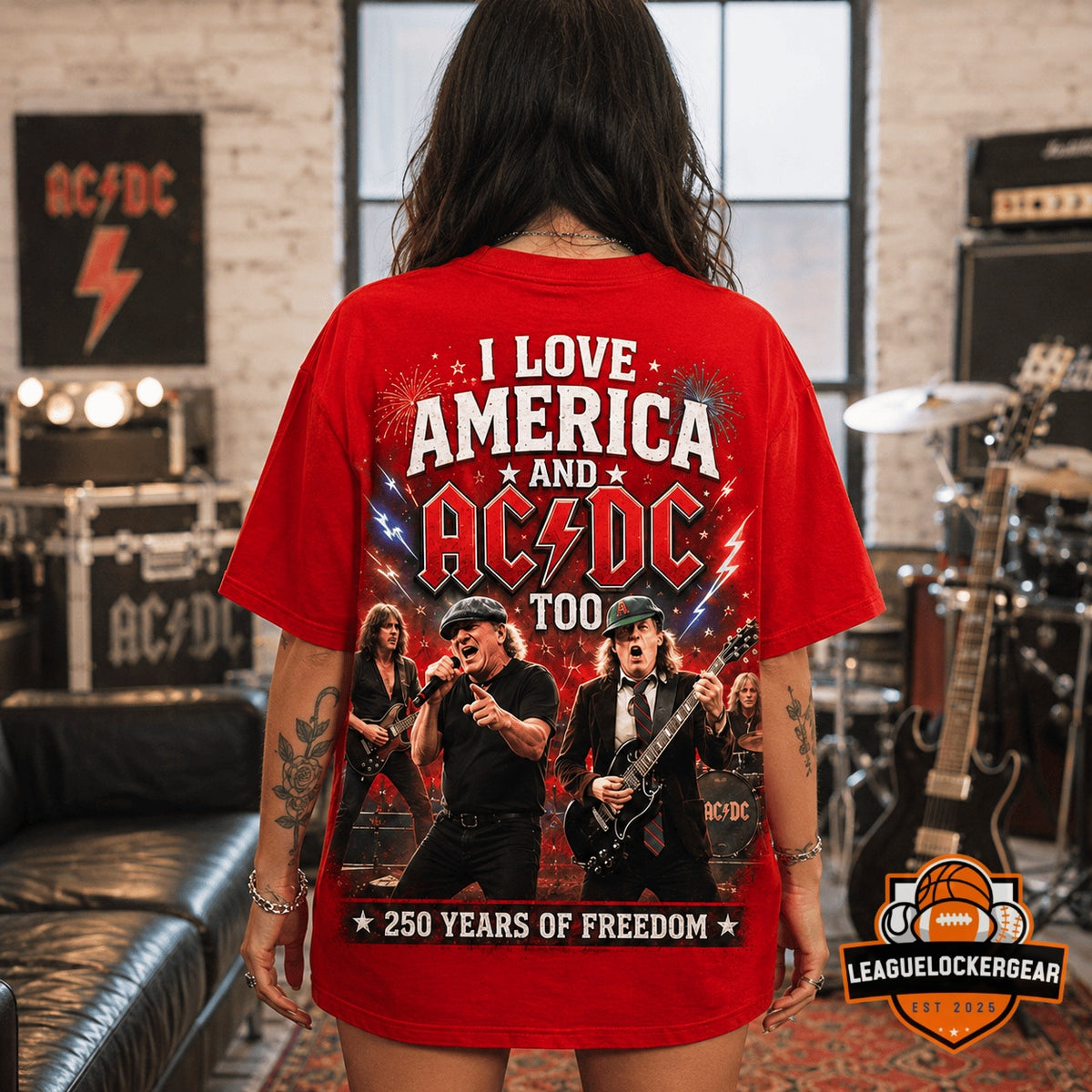 AC/DC America 250 Years of Freedom Independence Day T-Shirt - LeagueLockerGear