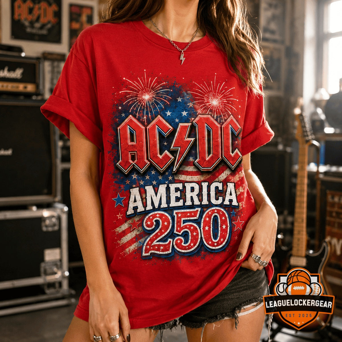 AC/DC America 250 Years of Freedom Independence Day T-Shirt - LeagueLockerGear
