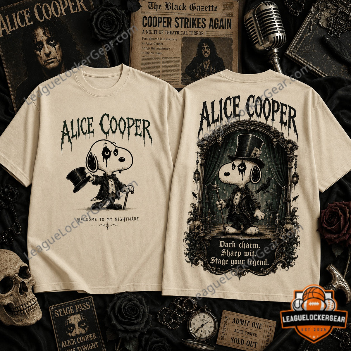 Alice Cooper Snoopy Welcome to My Nightmare T-Shirt - LeagueLockerGear