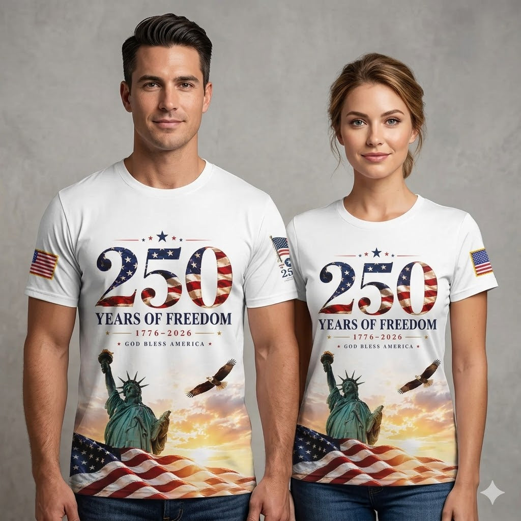 America 250 Years of Freedom 1776-2026 T-Shirt - LeagueLockerGear