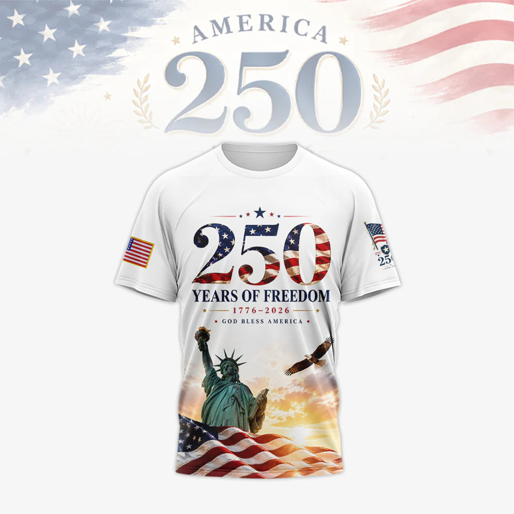 America 250 Years of Freedom 1776-2026 T-Shirt - LeagueLockerGear
