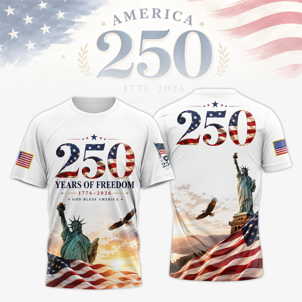 America 250 Years of Freedom 1776-2026 T-Shirt - LeagueLockerGear