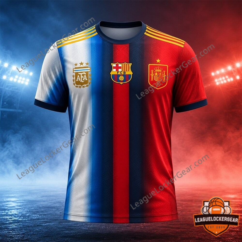 2026 World Cup Barcelona x Argentina x Spain Mashup Football Jersey - LeagueLockerGear