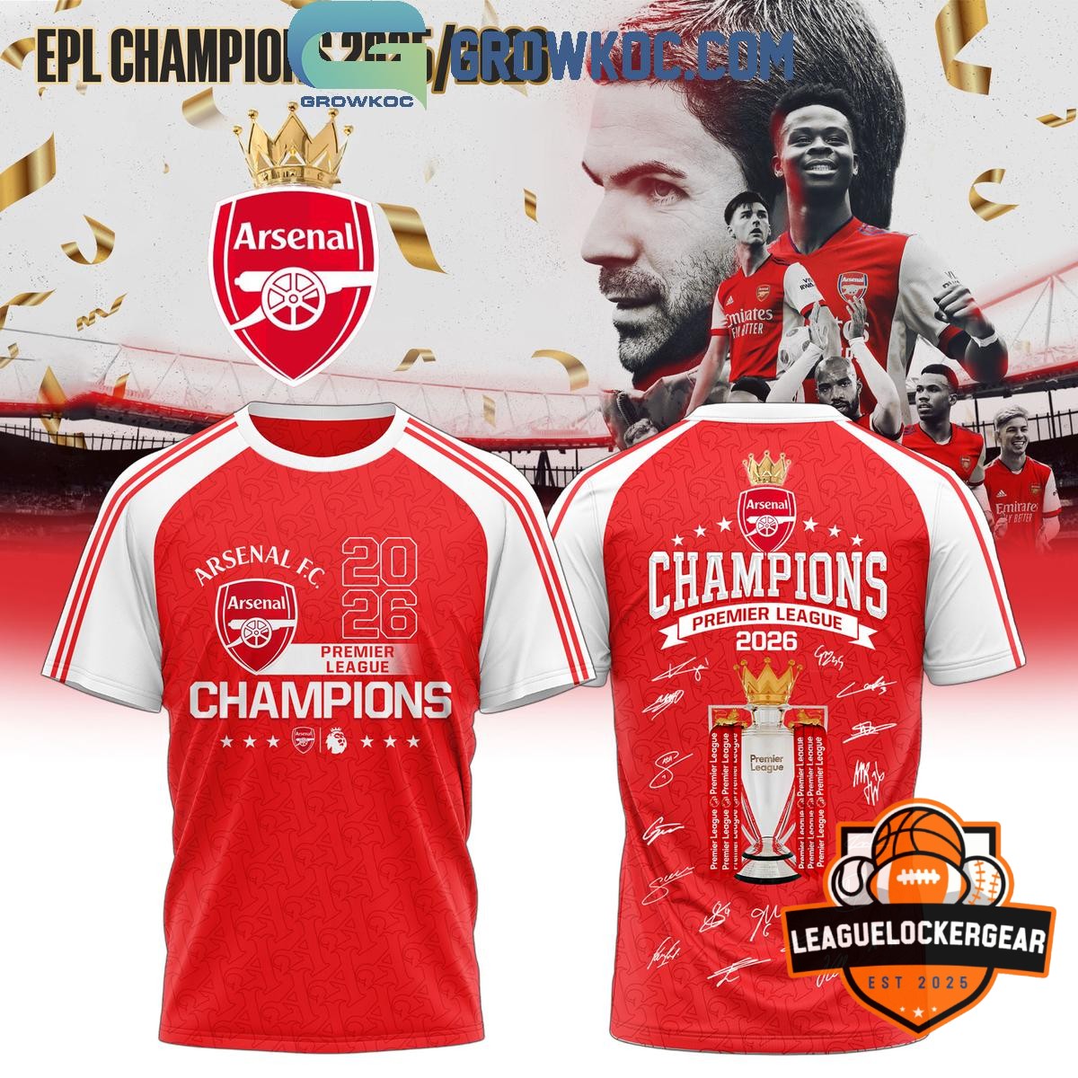 Arsenal Football Club Premier League Champions 2026 Hoodie - LeagueLockerGear