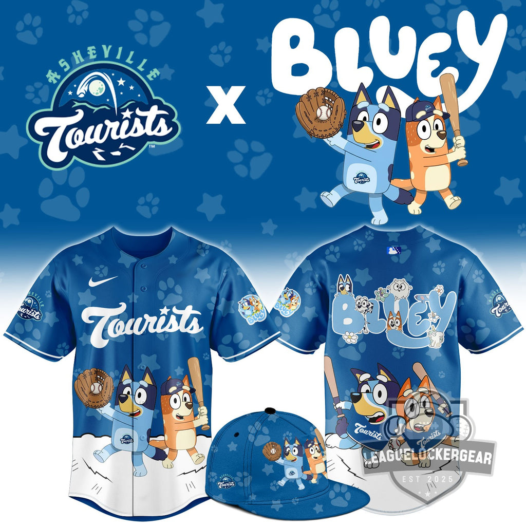 Asheville Tourists Bluey Night Collaboration Baseball Jersey - LeagueLockerGear