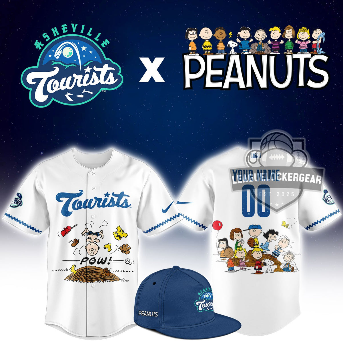Asheville Tourists Peanuts Baseball Collaboration Jersey - LeagueLockerGear
