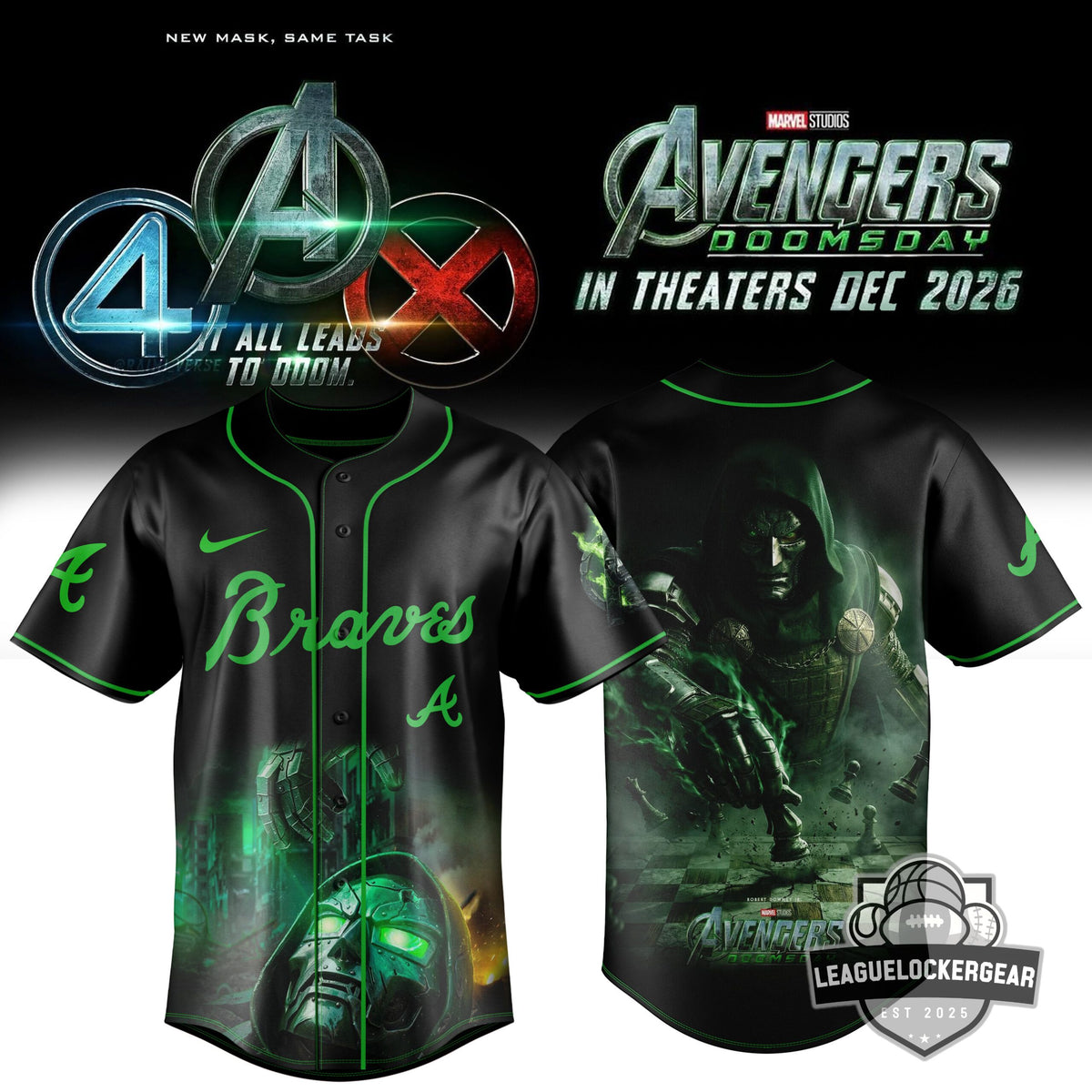 Atlanta Braves Doctor Doom Avengers Doomsday Baseball Jersey - LeagueLockerGear