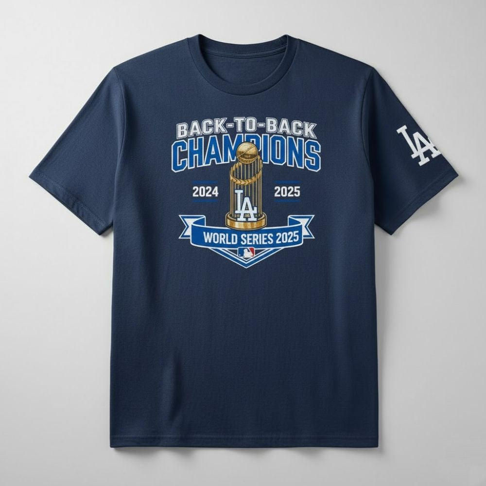 Los Angeles Dodgers 2025 Back-to-Back World Series Champions Apparel – T-Shirt, Hoodie & Sweatshirt Collection - LeagueLockerGear