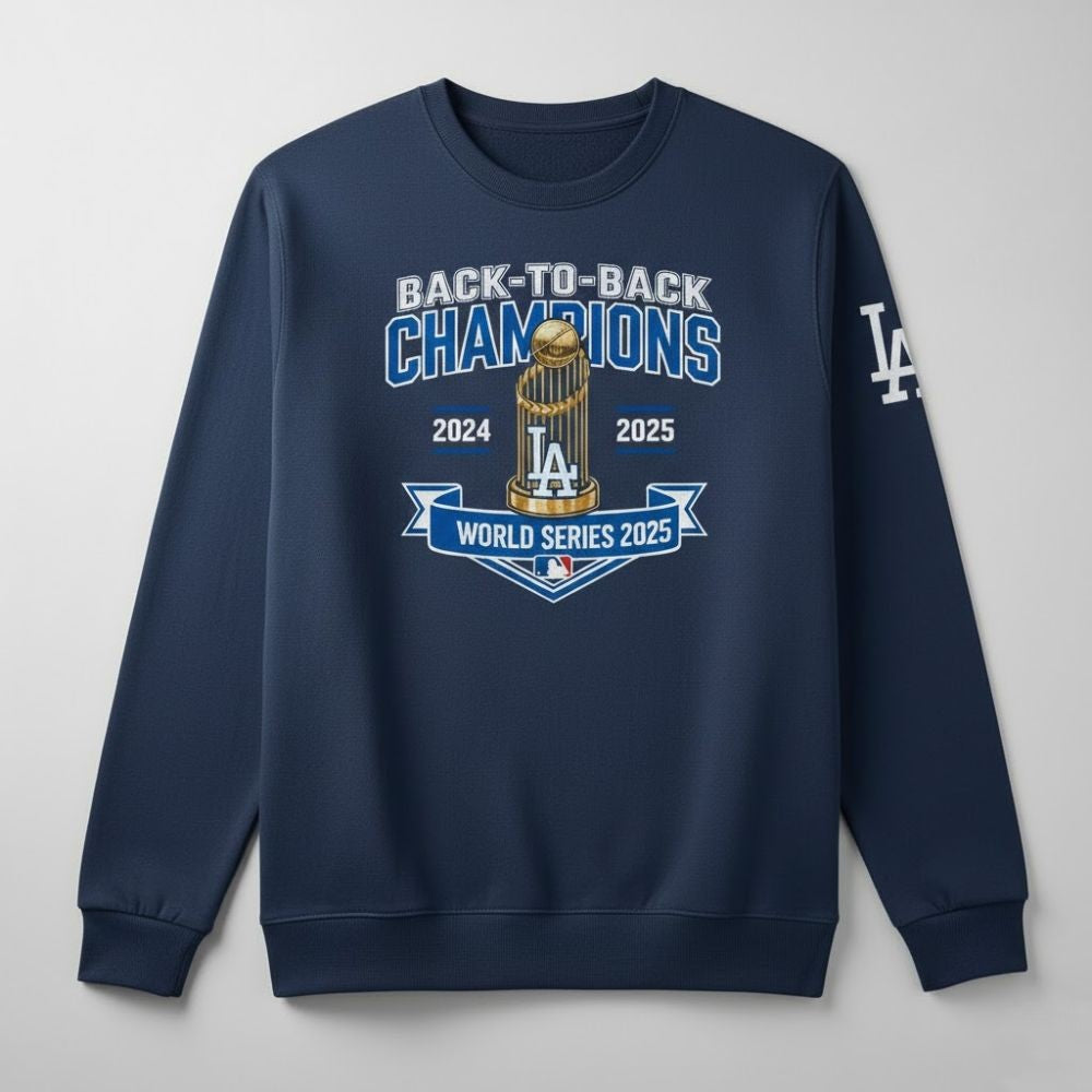 Los Angeles Dodgers 2025 Back-to-Back World Series Champions Apparel – T-Shirt, Hoodie & Sweatshirt Collection - LeagueLockerGear