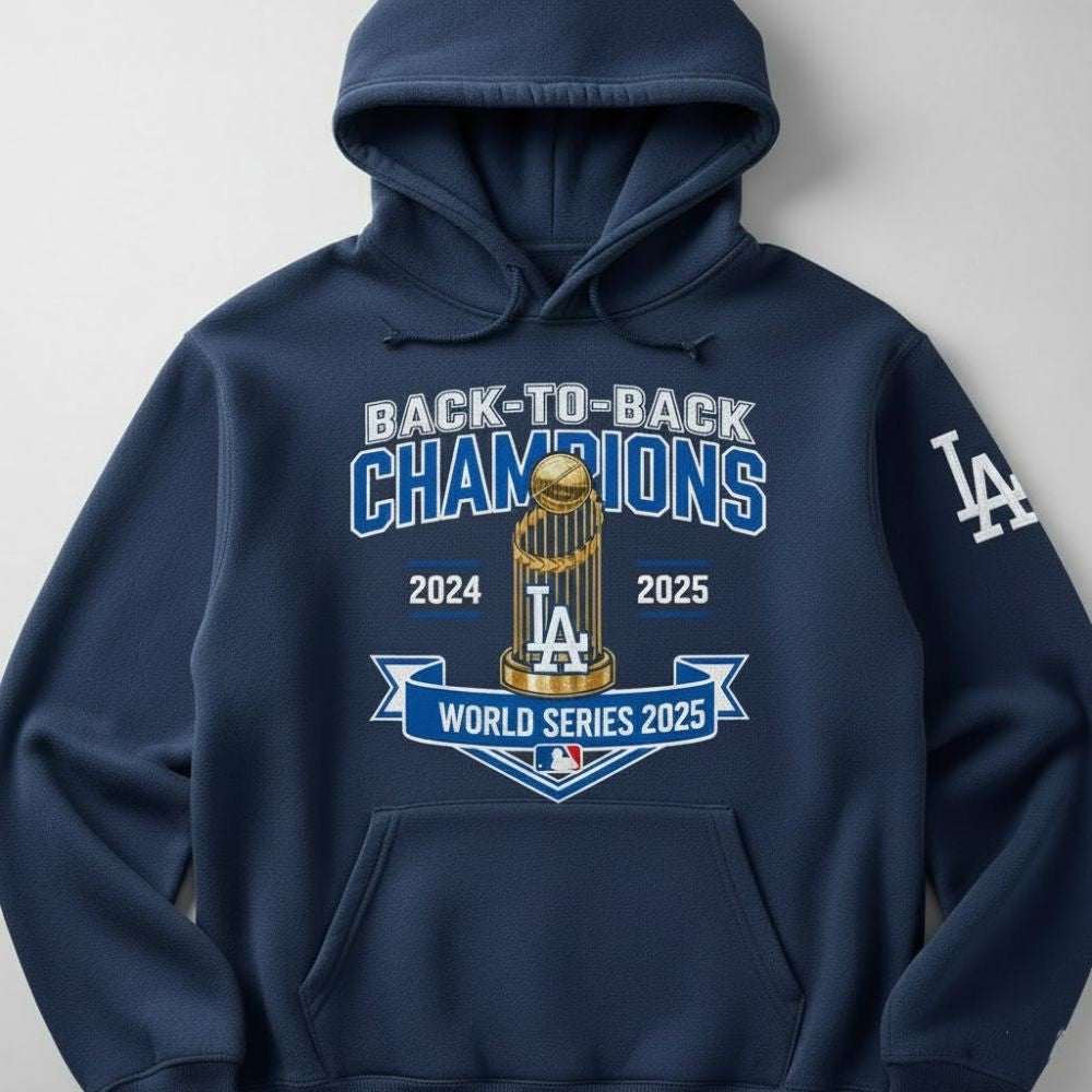 Los Angeles Dodgers 2025 Back-to-Back World Series Champions Apparel – T-Shirt, Hoodie & Sweatshirt Collection - LeagueLockerGear