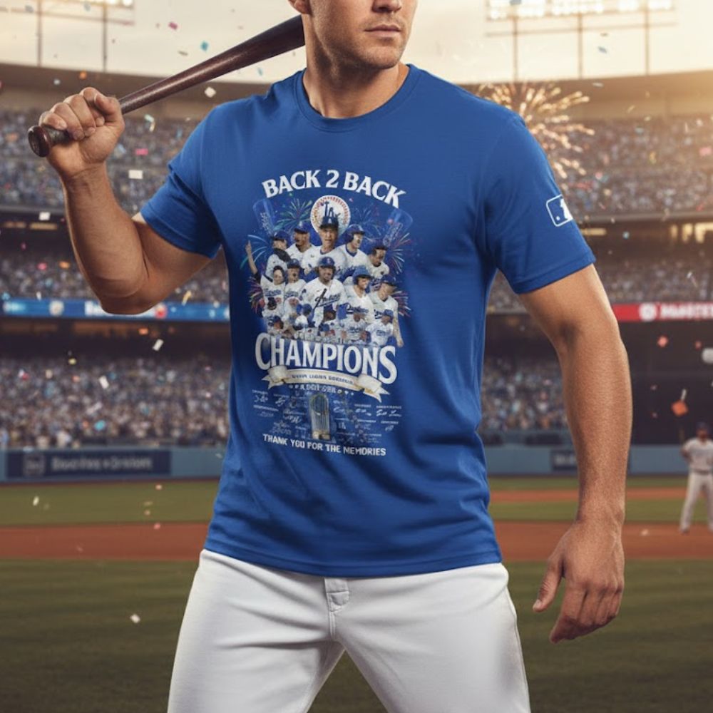 Back 2 Back Champions 2025 Baseball T-Shirt – LA Dodgers World Series Fan Tee - LeagueLockerGear