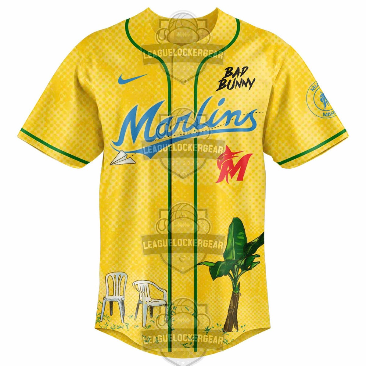 Bad Bunny DeBí Tirar Más Fotos World Tour Miami Marlins Collaboration Baseball Jersey - LeagueLockerGear