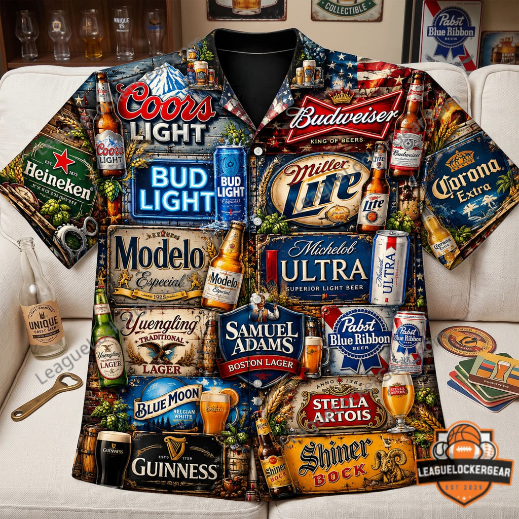Beer Brand Drinking Hawaiian Shirt - LeagueLockerGear