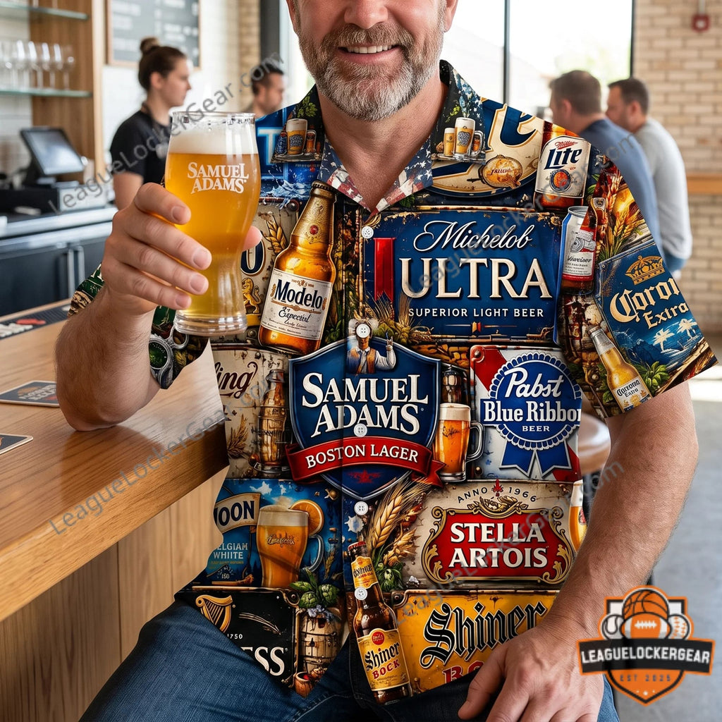 Beer Brand Drinking Hawaiian Shirt - LeagueLockerGear