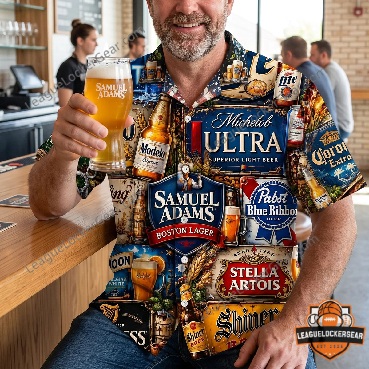 Beer Brand Drinking Hawaiian Shirt - LeagueLockerGear