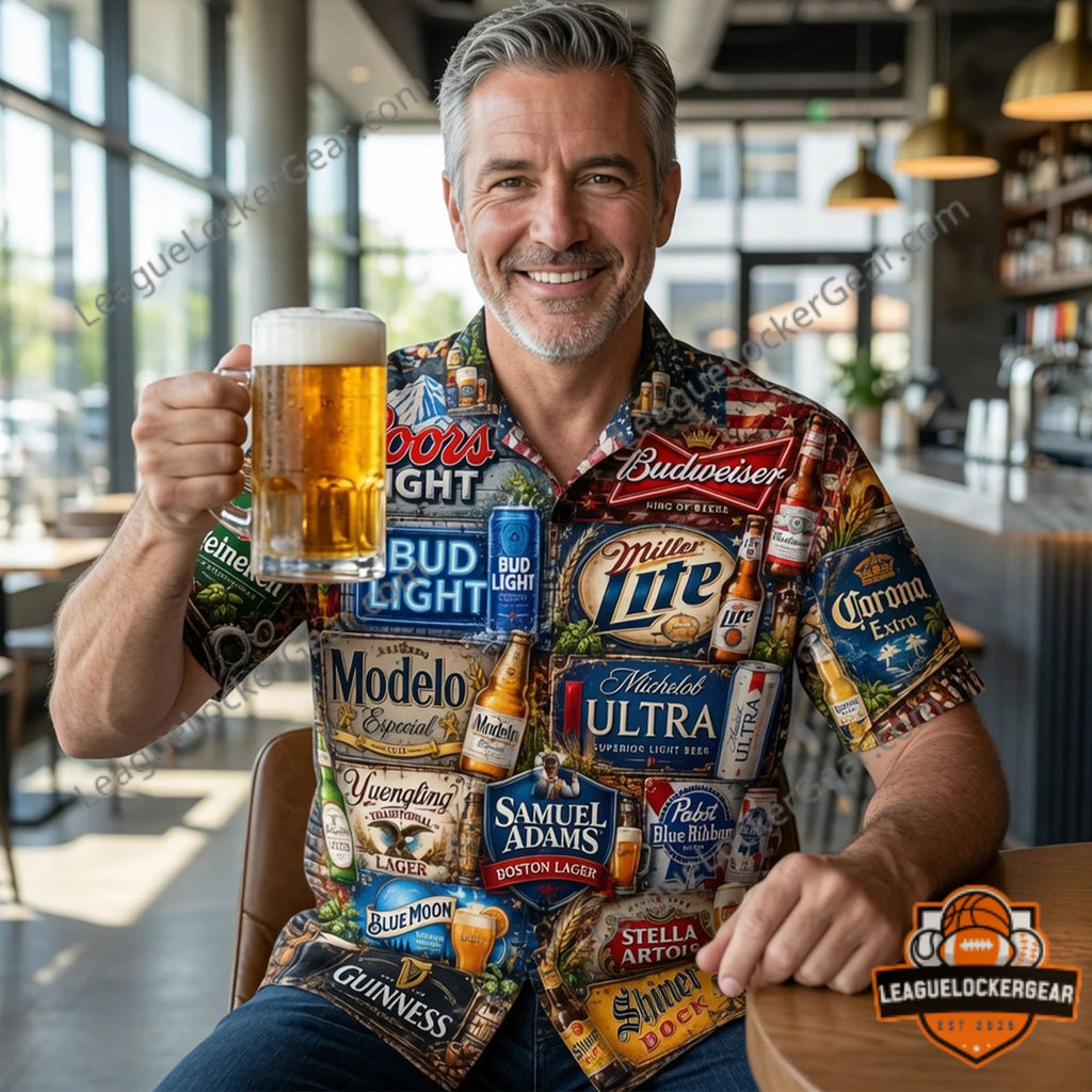 Beer Brand Drinking Hawaiian Shirt - LeagueLockerGear