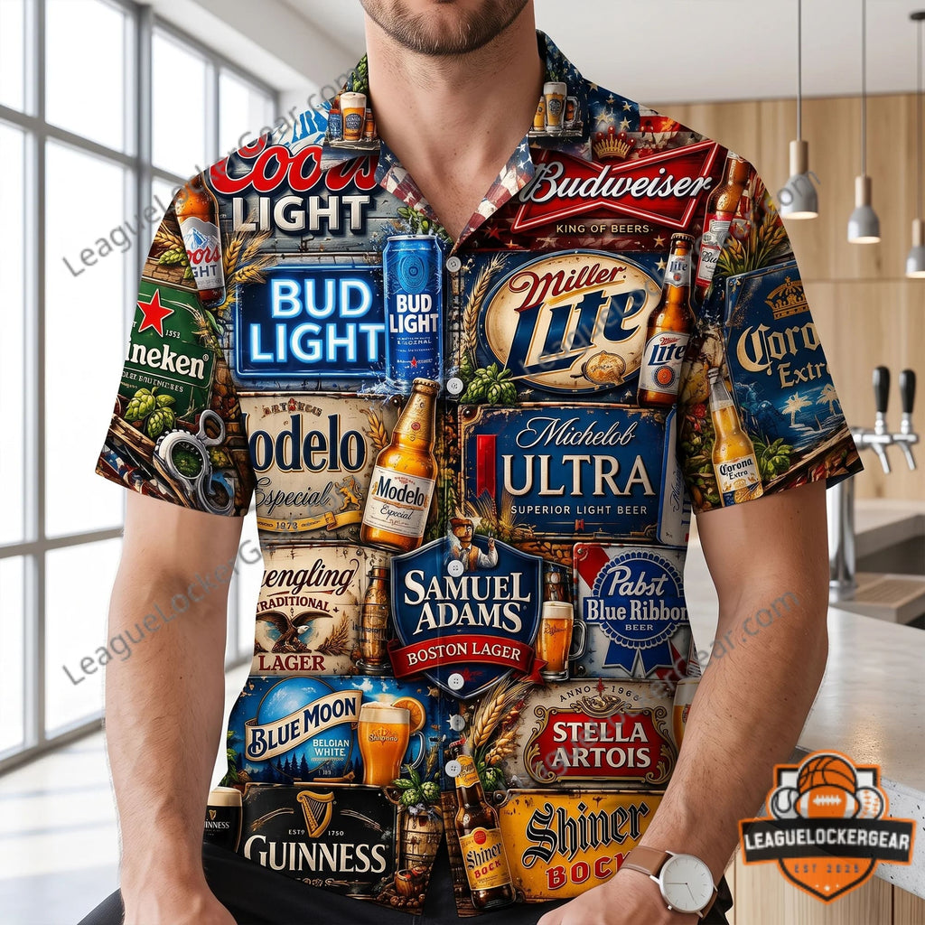Beer Brand Drinking Hawaiian Shirt - LeagueLockerGear