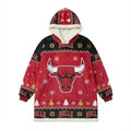 Chicago Bulls NBA Sherpa Hoodie Blanket – “See Red” Legendary Festive Holiday Snuggle Pullover - LeagueLockerGear