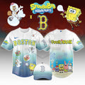 Boston Red Sox SpongeBob SquarePants Baseball Jersey - LeagueLockerGear