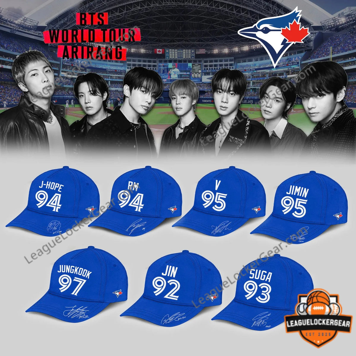 BTS World Tour Arirang Toronto Blue Jays Baseball Jersey - LeagueLockerGear