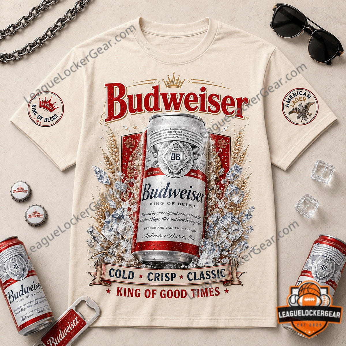 Budweiser King of Beers 3D T-Shirt - LeagueLockerGear