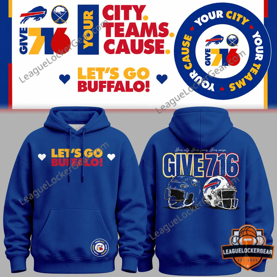 Buffalo Bills and Buffalo Sabres "Your City Your Teams Your Cause" Hoodie - LeagueLockerGear