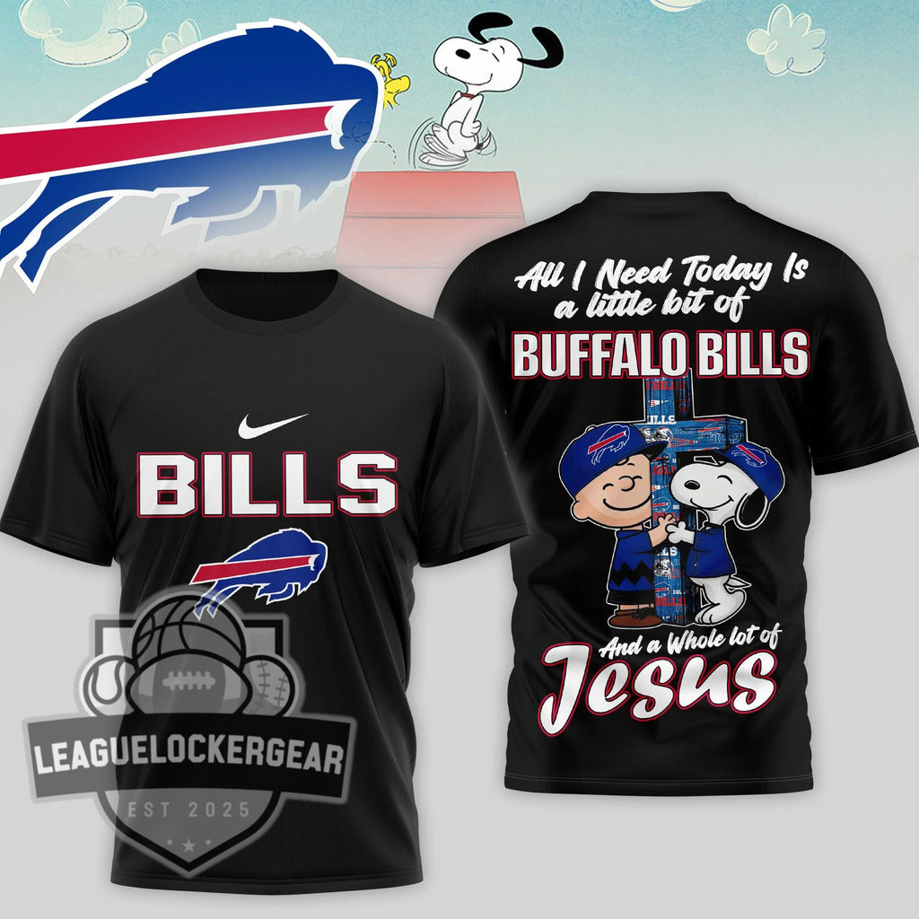 Buffalo Bills Peanuts Charlie Brown Snoopy T-Shirt - LeagueLockerGear