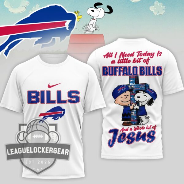 Buffalo Bills Peanuts Charlie Brown Snoopy T-Shirt - LeagueLockerGear