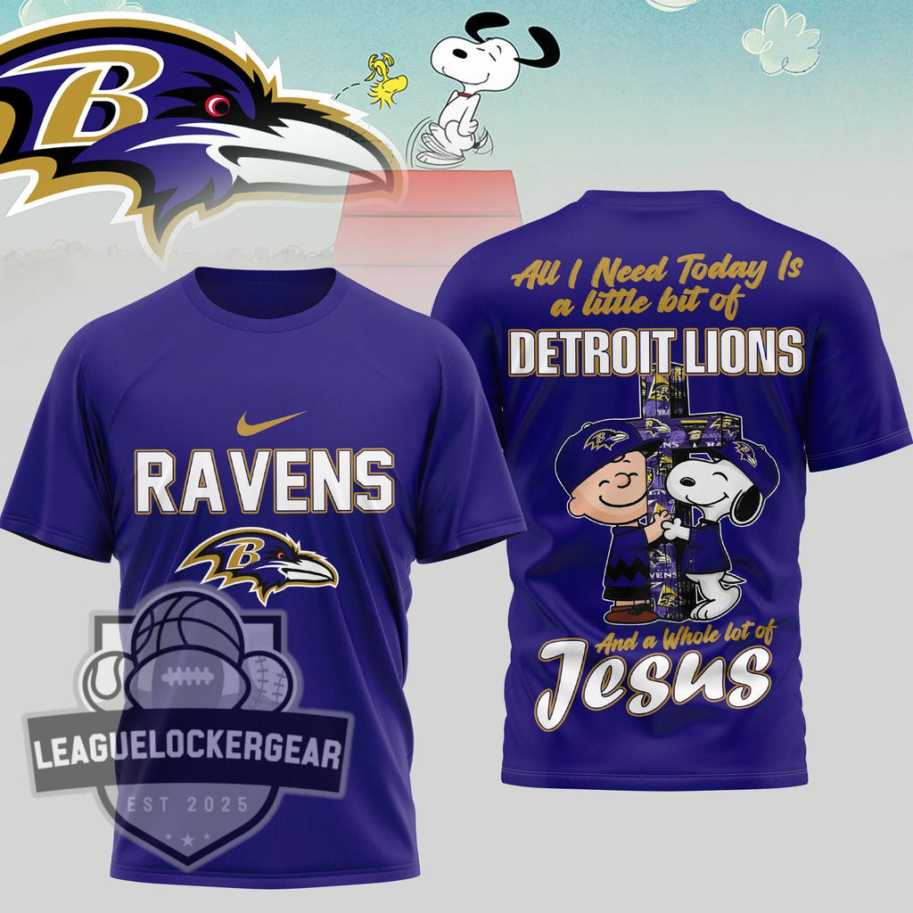 Baltimore Ravens Peanuts Charlie Brown Snoopy T-Shirt - LeagueLockerGear