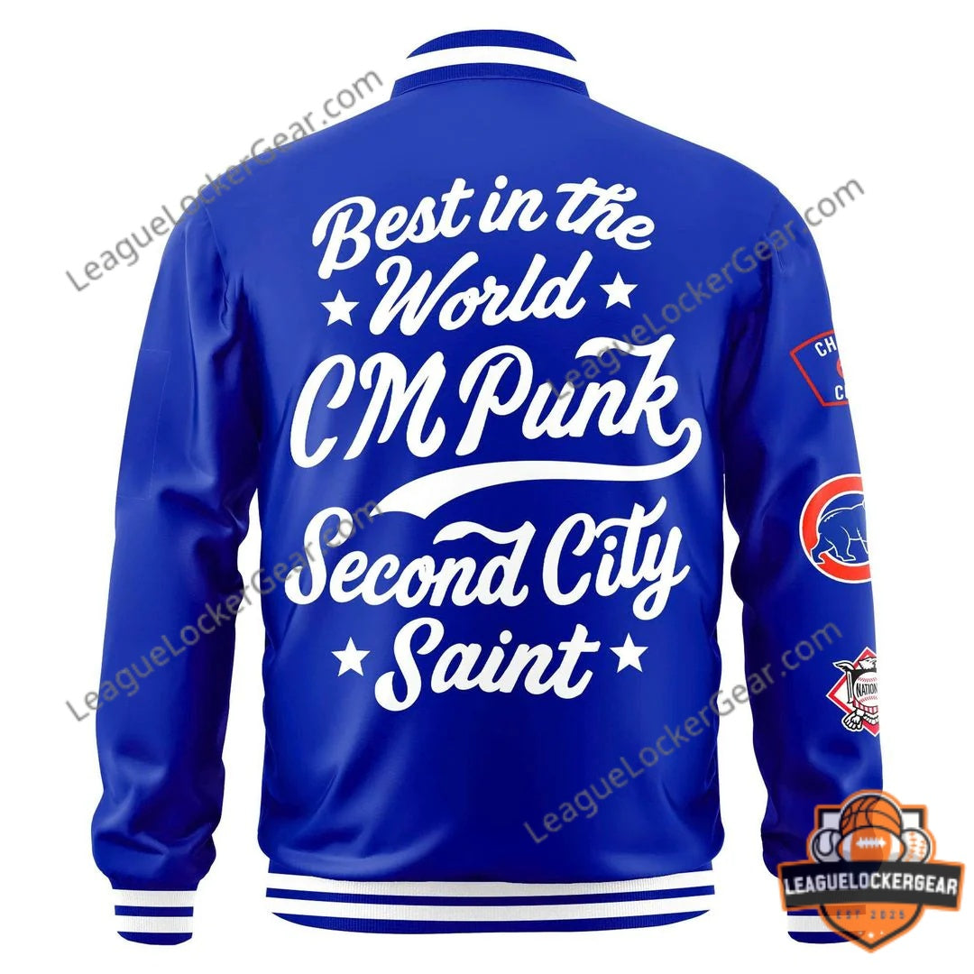CM Punk Chicago Cubs Blue Varsity Jacket - LeagueLockerGear