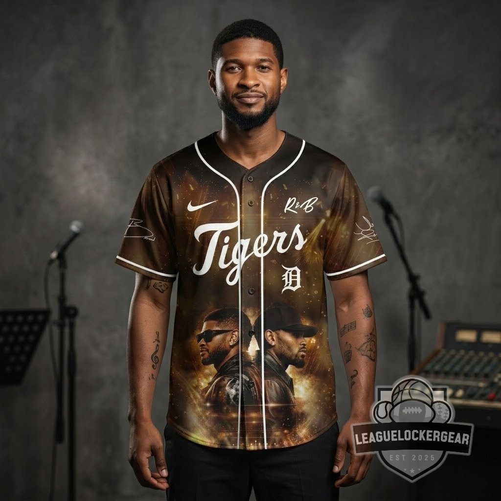 Chris Brown Usher The R&B Tour Detroit Tigers Signed Baseball Jersey - LeagueLockerGear