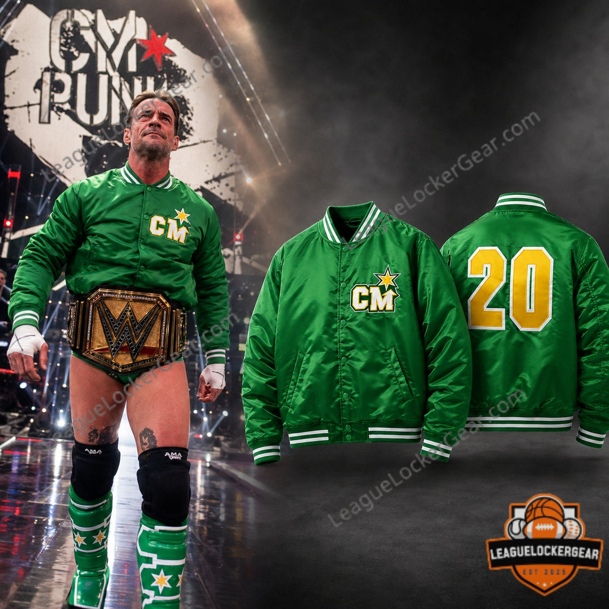 CM Punk SummerSlam 20 Years North Stars Bomber Jacket - LeagueLockerGear