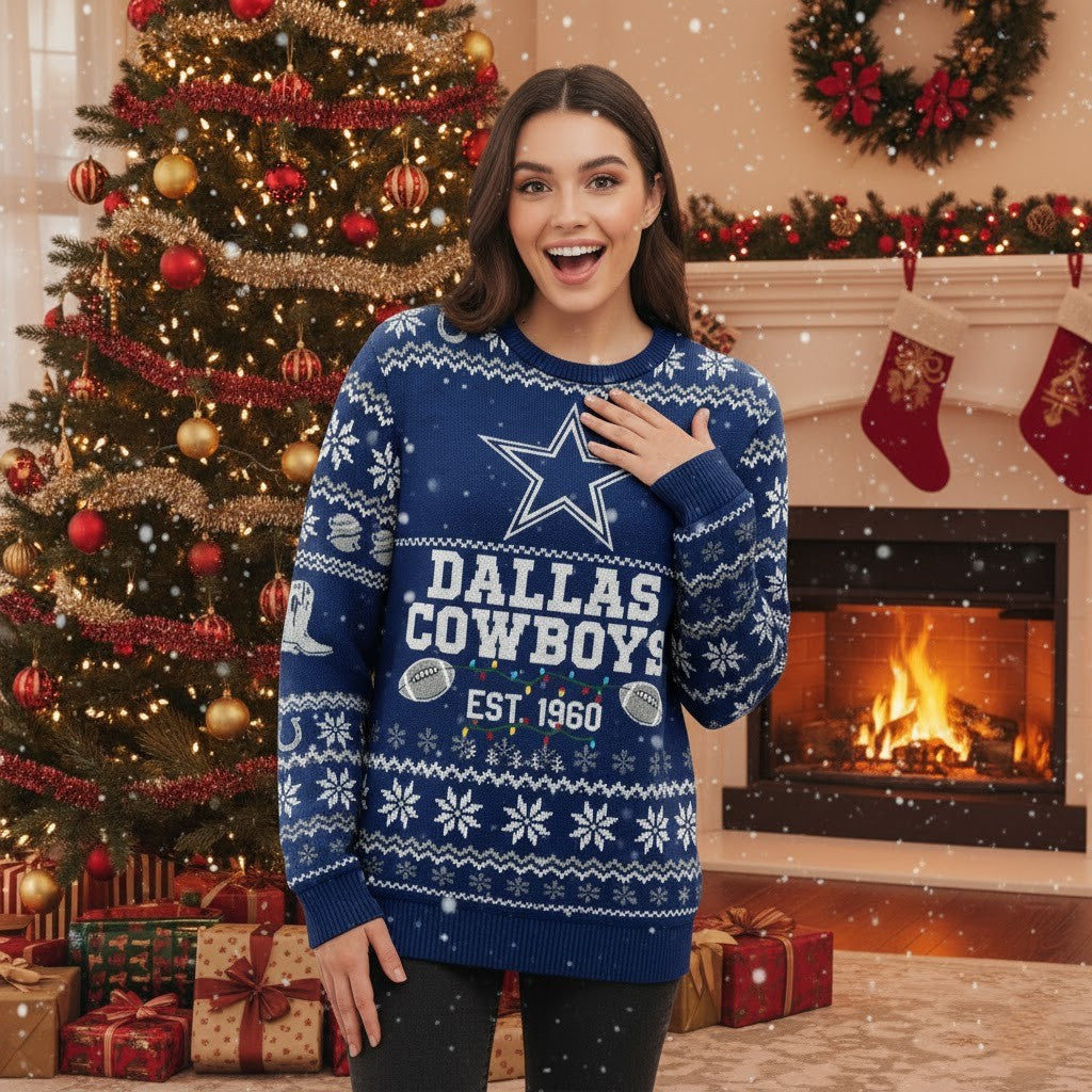 Dallas Cowboys Ugly Christmas Sweater 2025 – NFL Holiday Festive Knit Pullover - LeagueLockerGear