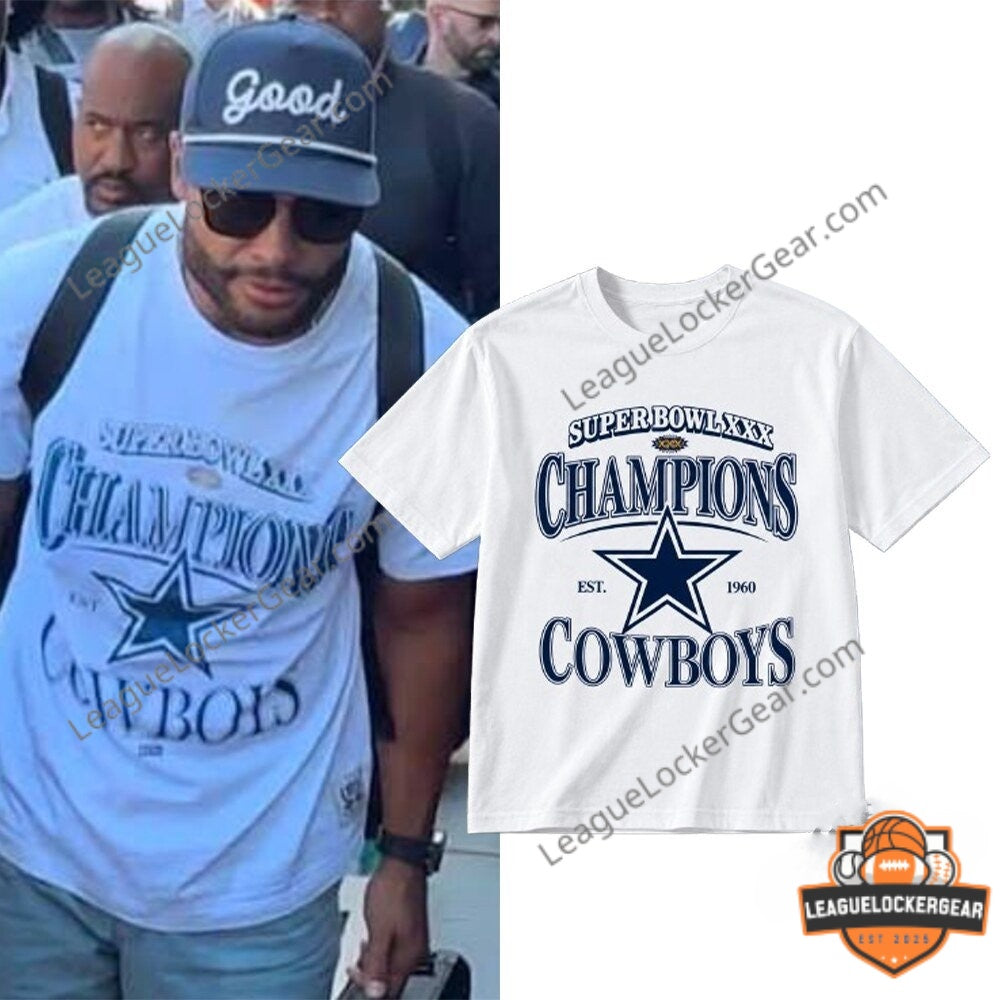 Dak Prescott Dallas Cowboys Super Bowl XXX Champions T-Shirt - LeagueLockerGear