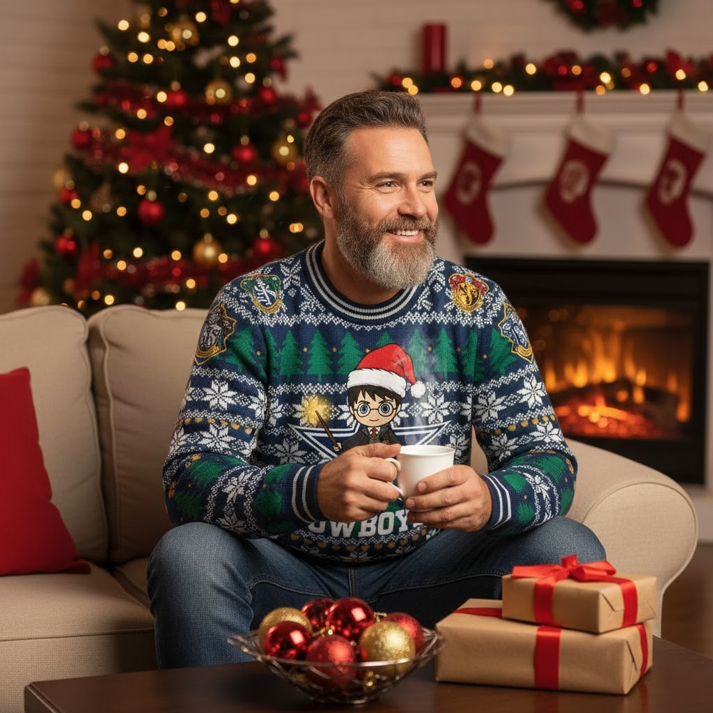Dallas Cowboys x Harry Potter Ugly Christmas Sweater – Navy & Green "Wizarding Football" Knit - LeagueLockerGear