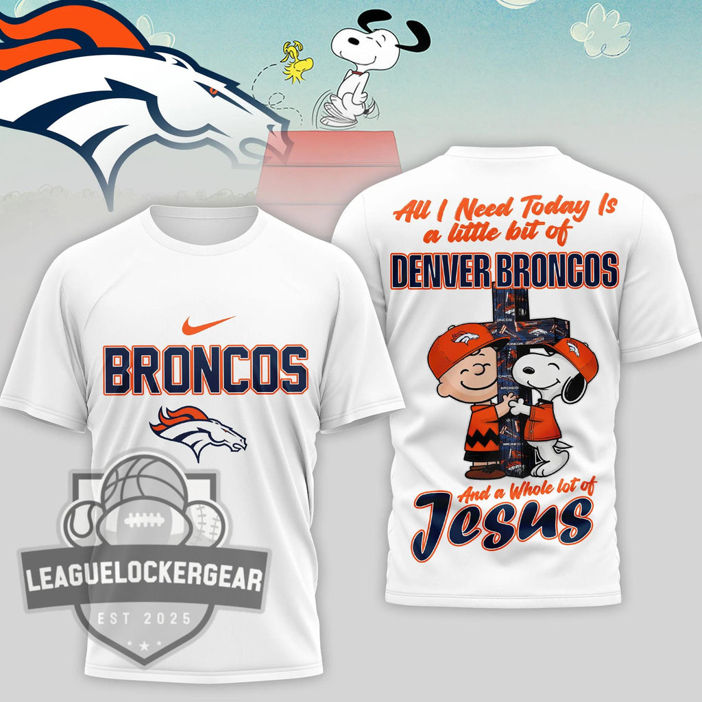 Denver Broncos Peanuts Charlie Brown Snoopy T-Shirt - LeagueLockerGear