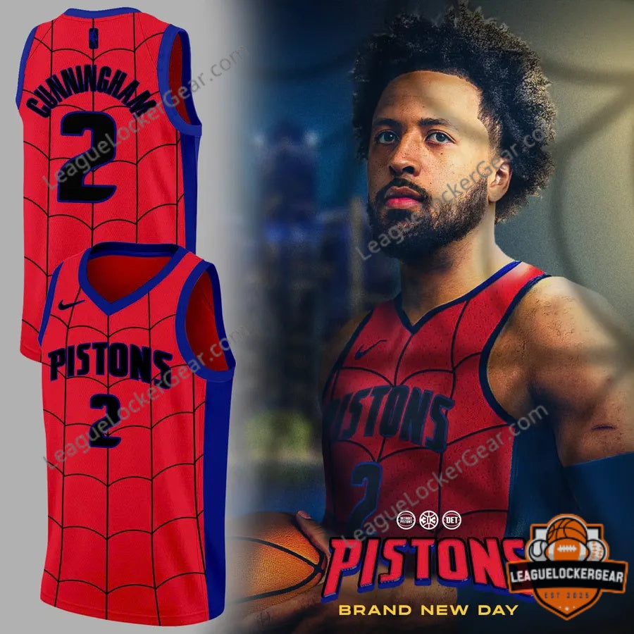 Detroit Pistons Spider-Man Cunningham Basketball Jersey - LeagueLockerGear