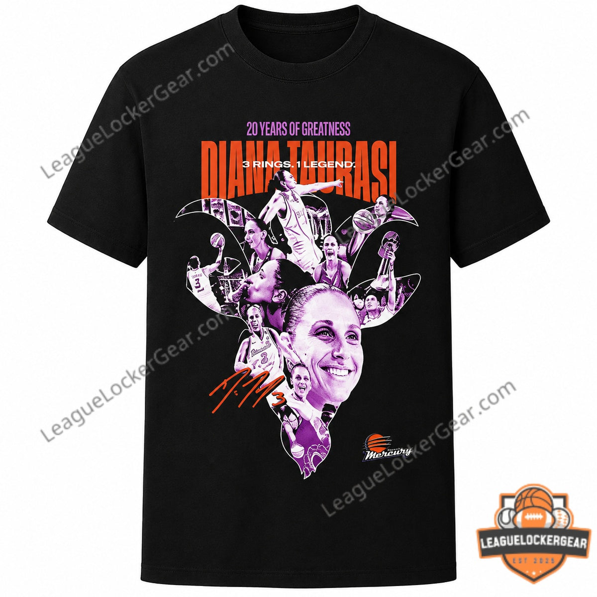 Diana Taurasi Phoenix Mercury Ring of Honor 20 Years of Greatness T-Sh