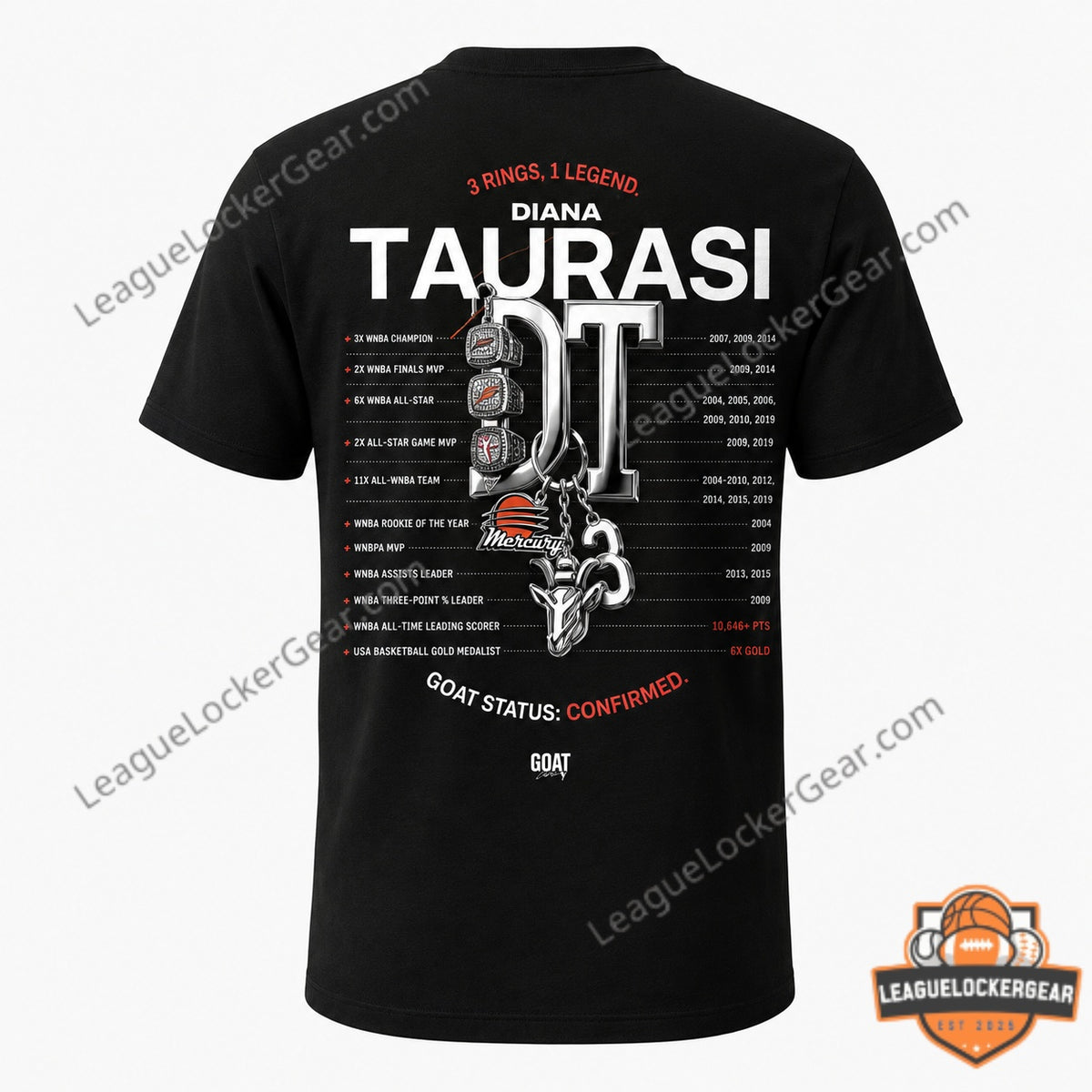 Diana Taurasi Phoenix Mercury Ring of Honor 20 Years of Greatness T-Sh