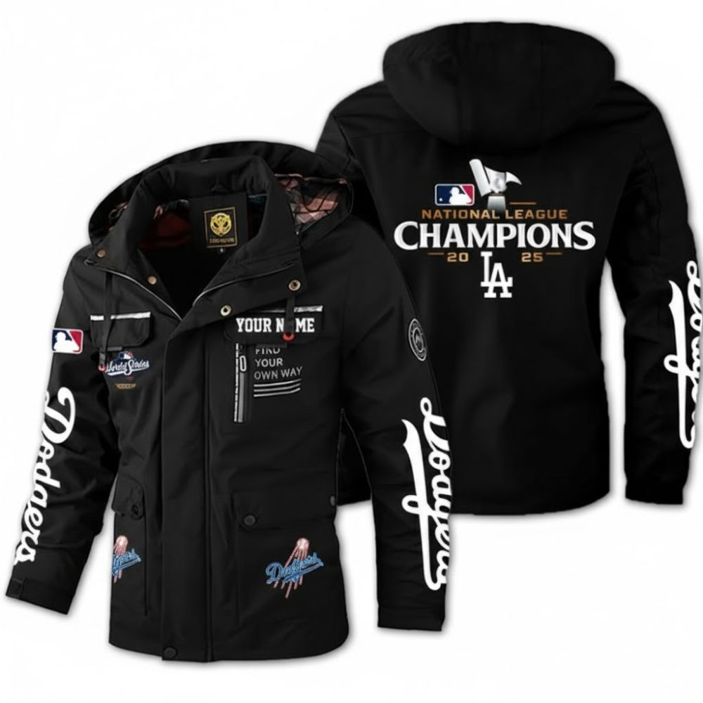 Dodgers National League Champions 2025 Jacket – Custom Name MLB Windbreaker - LeagueLockerGear