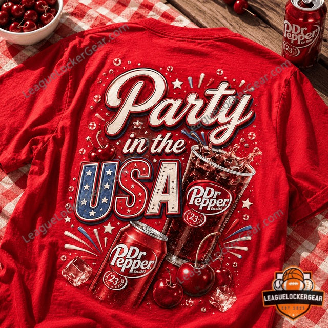 Dr Pepper Party in the USA Cherries Ice T-Shirt - LeagueLockerGear