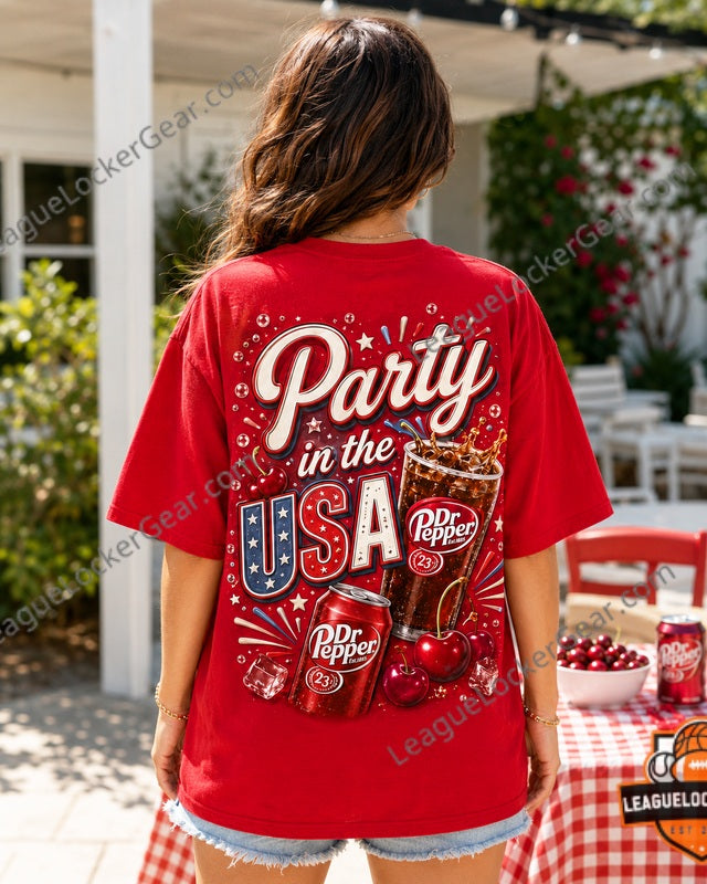 Dr Pepper Party in the USA Cherries Ice T-Shirt - LeagueLockerGear