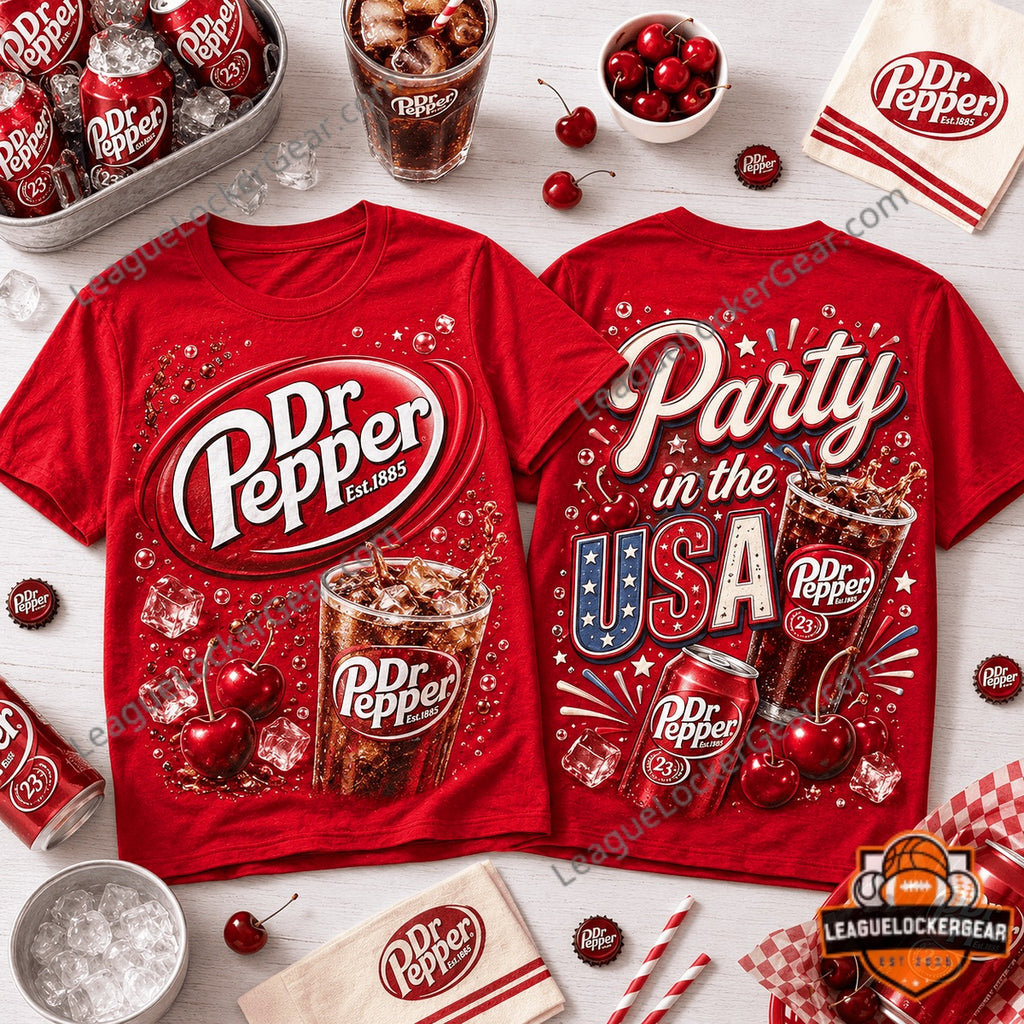Dr Pepper Party in the USA Cherries Ice T-Shirt - LeagueLockerGear